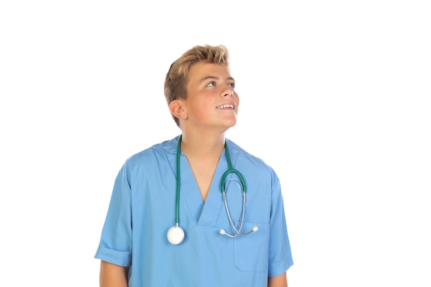 Jonge dokter met blauw uniform