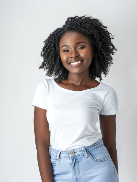 Jonge en aantrekkelijke Afro-Amerikaanse blanke achtergrond