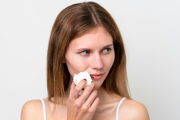 Jonge Engelse vrouw met bloemen Close-up portret