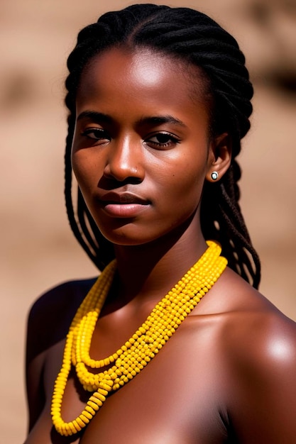 Jonge Ethiopische vrouw Een opvallend portret van Afrikaanse schoonheid en afro-schoonheid