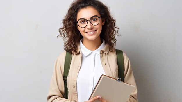 Foto jonge foto getalenteerde vrouwelijke student gekleed in casual kleding gegenereerd door ai