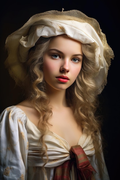 Jonge Franse vrouw uit de 18e eeuw
