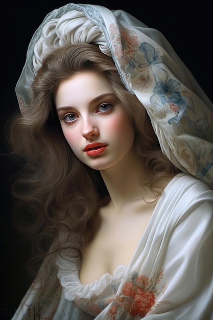 Jonge Franse vrouw uit de 18e eeuw