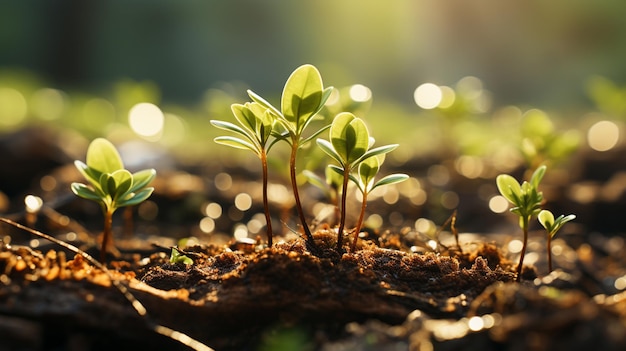 Jonge groene plant die in de bodem groeit