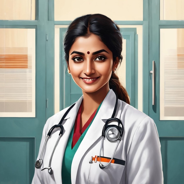 Jonge Indiase meisje vrouwelijke dokter