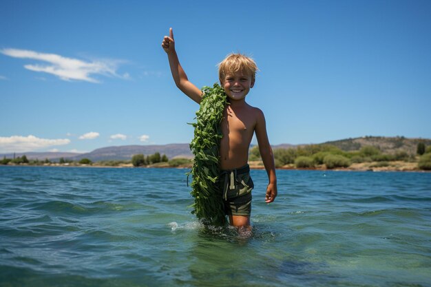 Jonge jongen op zomervakantie.