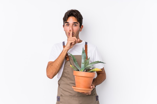 Jonge Kaukasische tuinman man