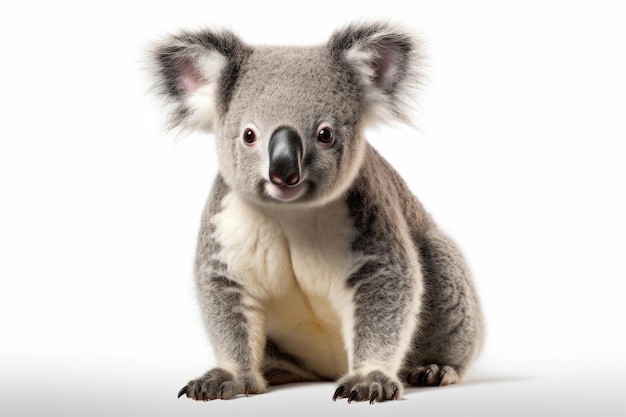 Jonge koala op witte achtergrond