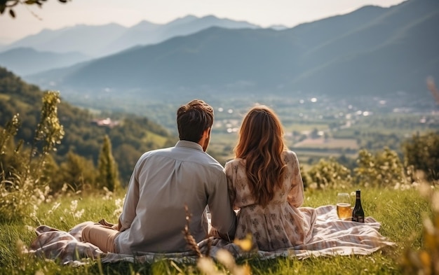 Jonge koppels genieten van de vakantie Generatieve AI