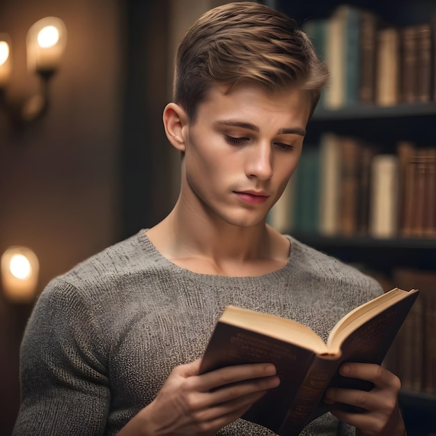 jonge man die een boek leest