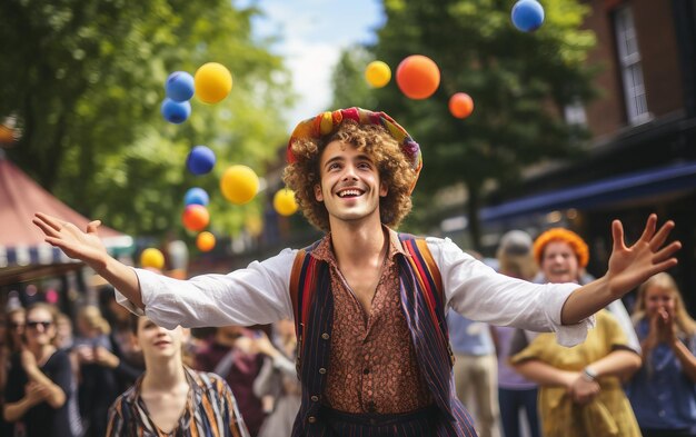 Jonge man in festival jongleren