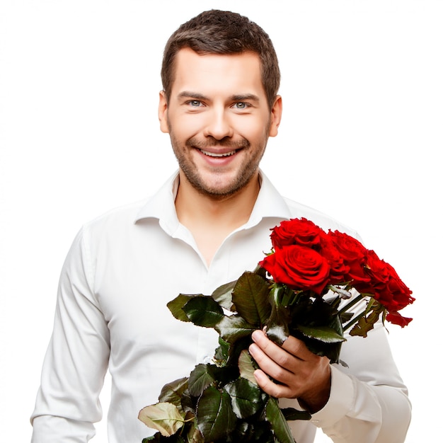 Jonge man met bloemen