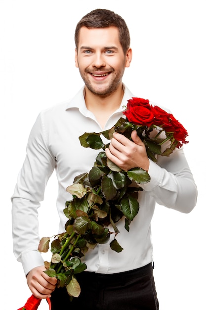 Jonge man met bloemen