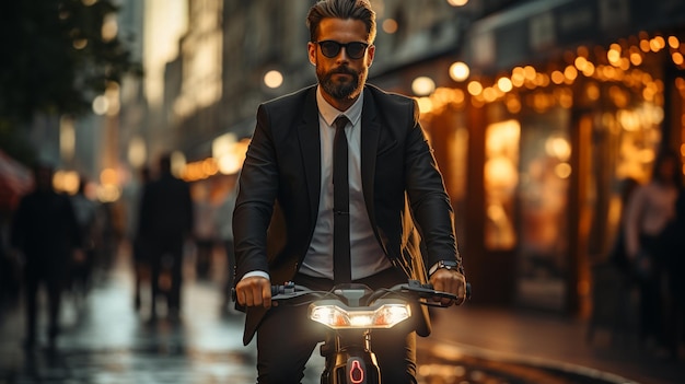 jonge mannelijke fietser met een motorfiets