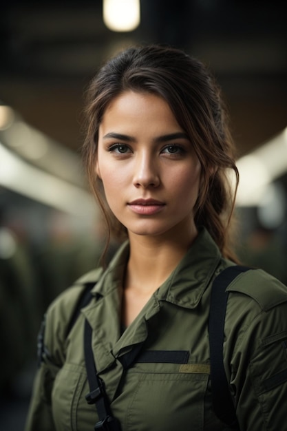 Foto jonge mooie militaire vrouw.