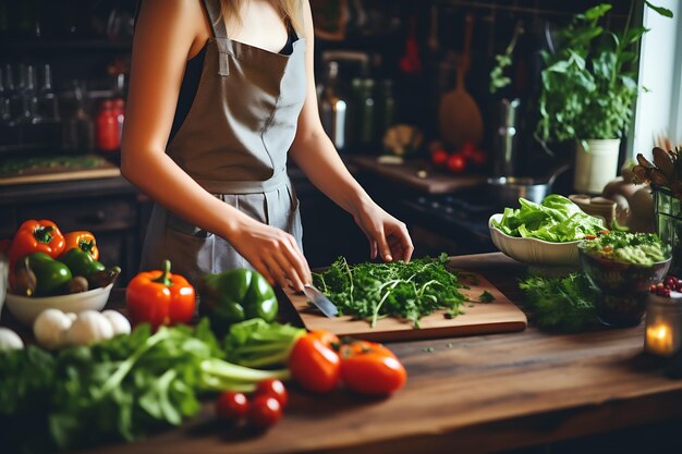 Jonge persoon die met gezond voedsel batchcooking beoefent