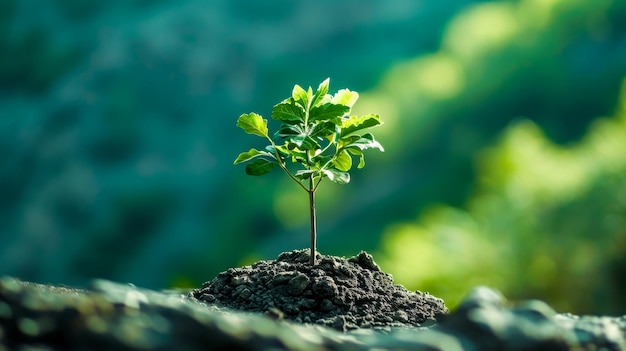 Jonge plant die in het zonlicht ontkiemt