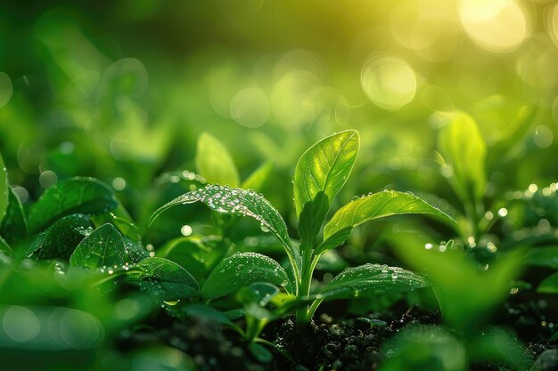 Jonge plant die in zonlicht groeit