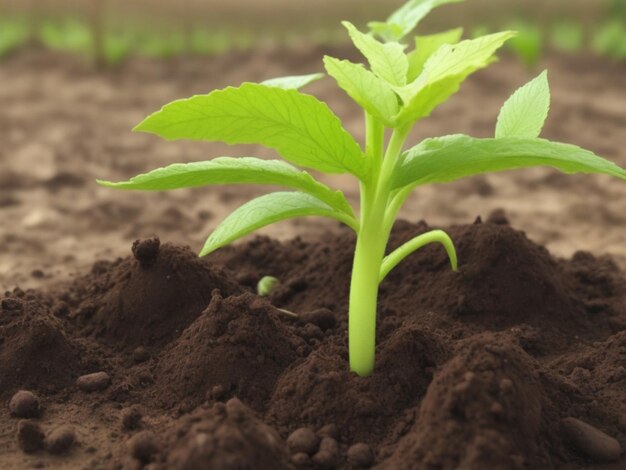 jonge plant in de bodem