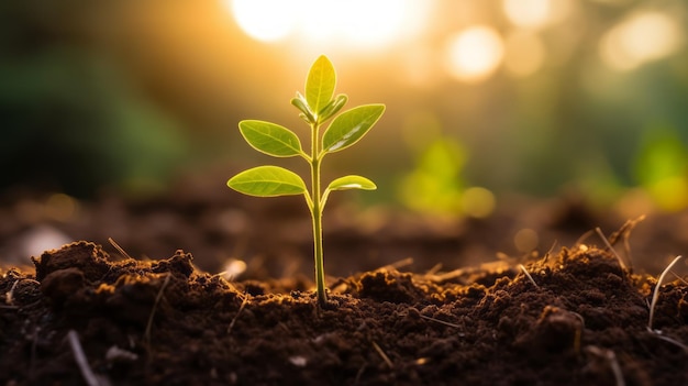 Jonge plant in zonlicht Groeiende plant wordt volwassen