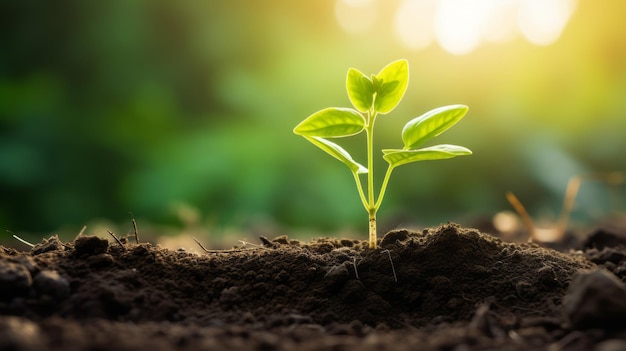 Jonge plant in zonlicht Groeiende plant wordt volwassen