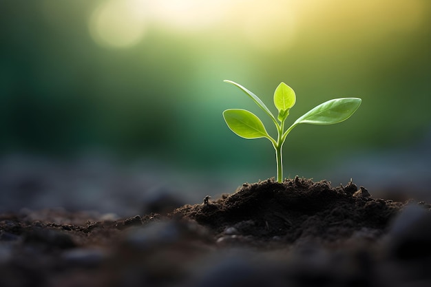 Jonge planten die uit de grond springen