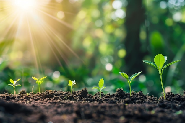 Jonge planten groeien in het zonlicht