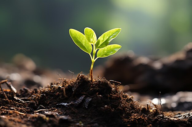 Jonge planten groeien in zonlicht AI gegenereerd