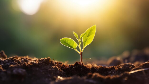 Jonge plantspruit groeit op Zonneschijn