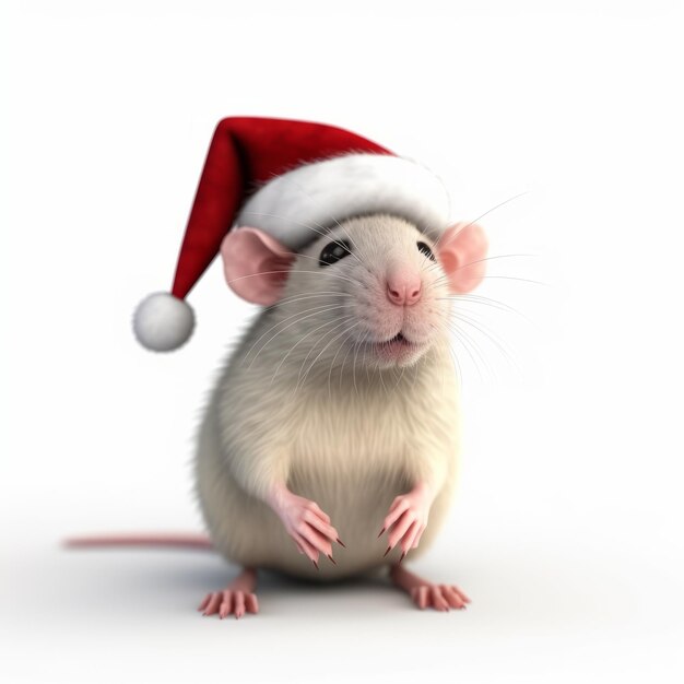 Jonge rat in realistische kerstmuts Creative Commons Attribution P