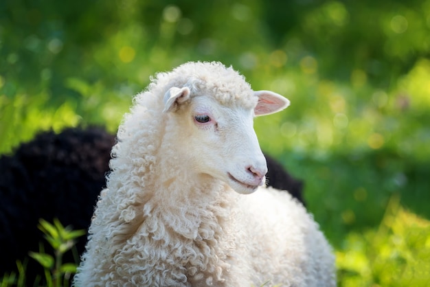 jonge schapen in een weiland op een boerderij