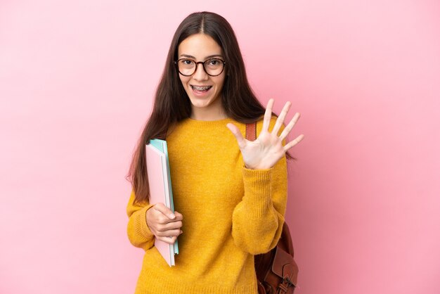 Jonge student vrouw geïsoleerd