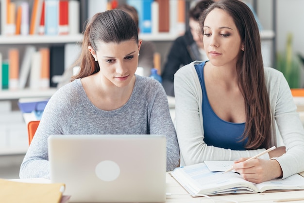 Jonge studenten die samen studeren