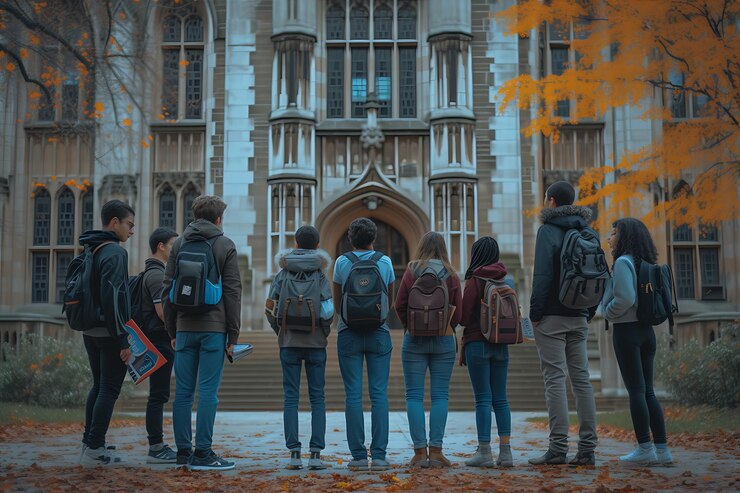 Foto jonge studenten met leerboeken