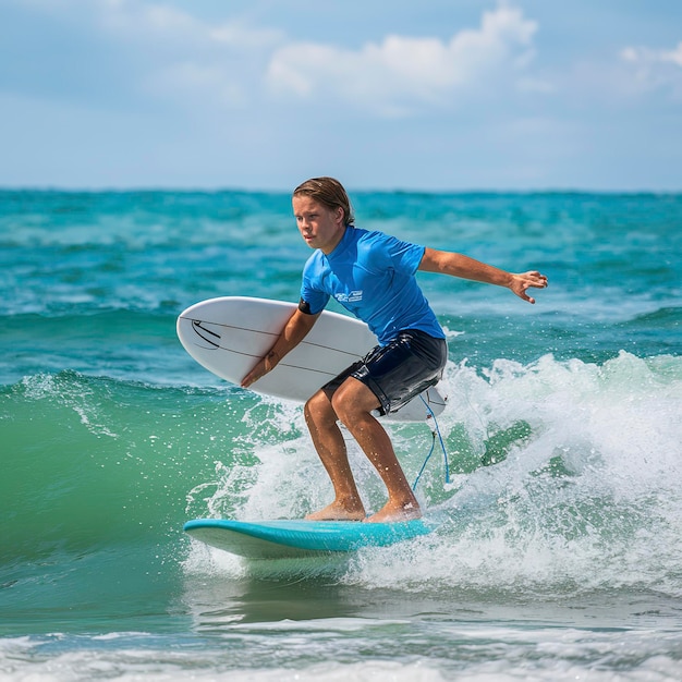 Jonge surfers gaan watersurfen.