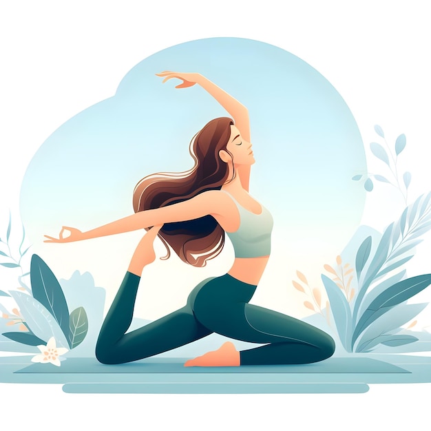 Jonge vrouw beoefent yoga Fysieke en spirituele praktijk Vectorillustratie