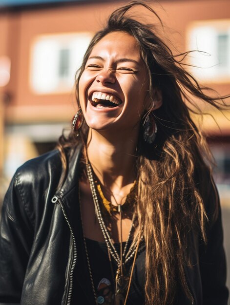 Foto jonge vrouw glimlachend