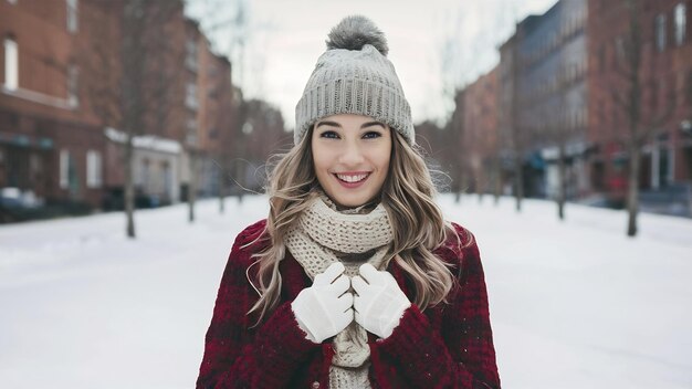 Jonge vrouw in winterkleding.