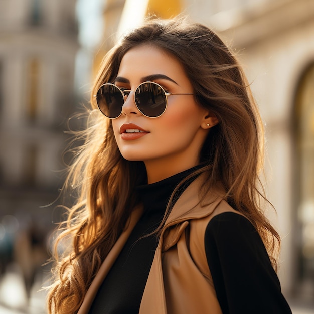 Jonge vrouw in zonnebril