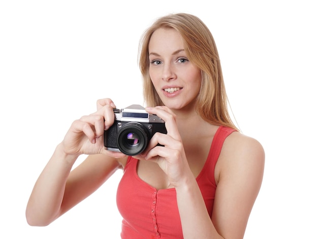 Jonge vrouw met camera