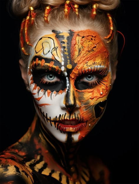 Jonge vrouw met creatieve make-up Halloween-thema