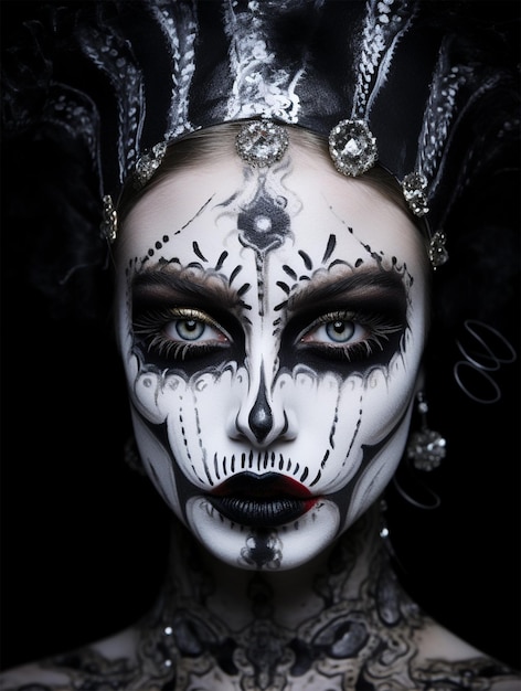 Jonge vrouw met creatieve make-up Halloween-thema