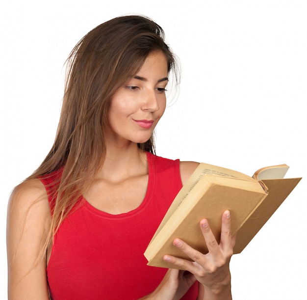 Jonge vrouw met een stapel boeken