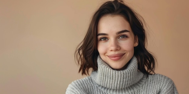 jonge vrouw met gebreide trui portret Generatieve AI
