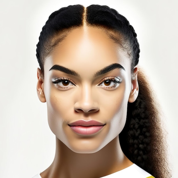 Jonge vrouw met ideale huid voor schoonheidsproducten Generatieve AI