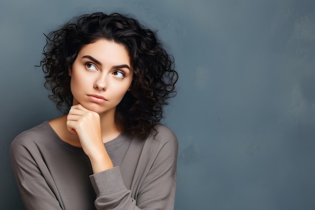 Jonge vrouw met onzekere geïrriteerde uitdrukking