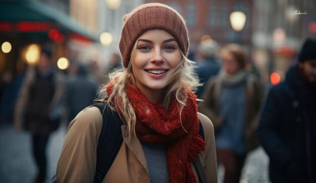 Jonge vrouw op wintervakantie