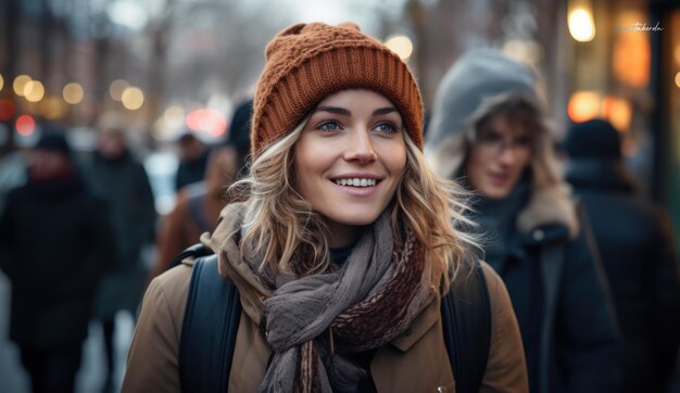 Jonge vrouw op wintervakantie