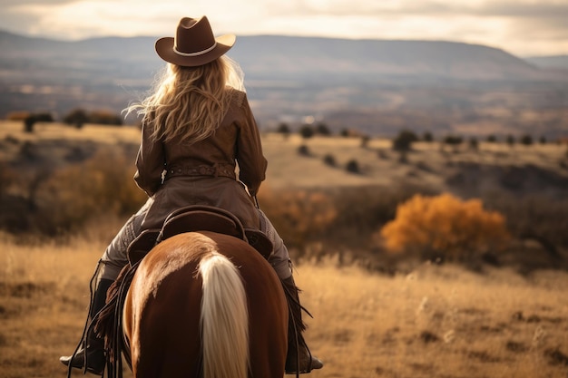 Jonge vrouw rijdt op een paard