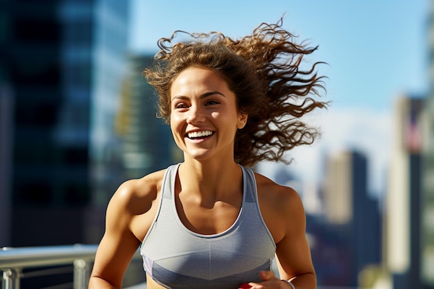 jonge vrouw tijdens het joggenHet concept van sport en een gezonde levensstijl